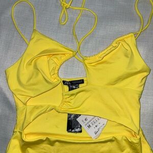 Zara Vibrant Yellow Cutout Dress